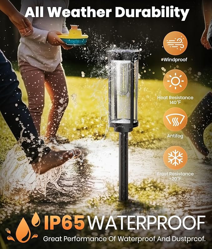 Solar Pathway Lights Outdoor Bright Solar Lights Outdoor IP65 Waterproof Landscape Lighting for Yard Patio Walkway Driveway Pathway (Cool White (Cylinder) 12 Pack)