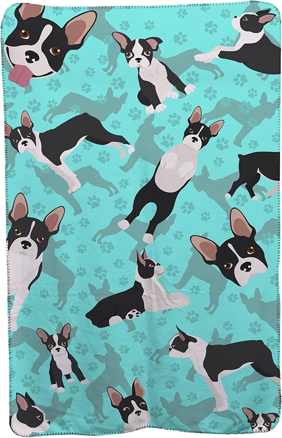 Caroline's Treasures MLM1006TBLT Boston Terrier Soft Travel Blanket with Bag Airplane Blanket Indoor Outdoor Camping Blanket for Traveling Picnics Beach Trips Concerts