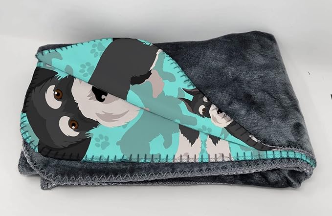 Caroline's Treasures MLM1059TBLT Black and Silver Schnauzer Soft Travel Blanket with Bag Airplane Blanket Indoor Outdoor Camping Blanket for Traveling Picnics Beach Trips Concerts
