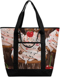 Insulated Shopping BagLarge Reusable Cooler Bags Cupcake And Muffin Printed Foldable Shopping BagTravel Waterproof Shoulder Bag