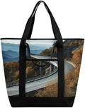 Insulated Shopping BagLarge Reusable Cooler Bags Blue Ridge Parkway Road Bridge Printed Foldable Shopping BagTravel Waterproof Shoulder Bag