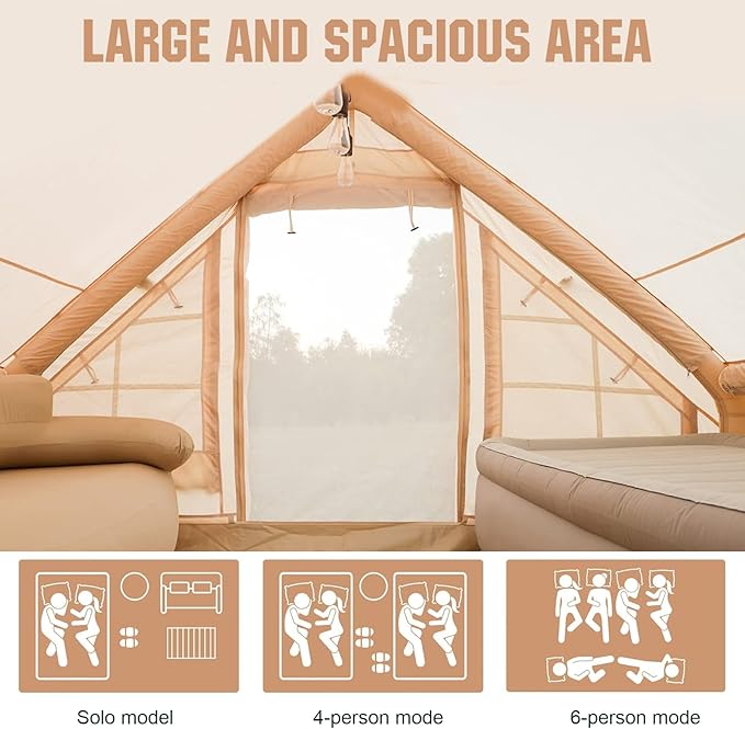 House Instant Glamping Camping Tents for 4-6 Person Inflatable Tent House with Hand Air Pump and Storage Bag Inflatable Floating Tent for Camping Travel Hiking