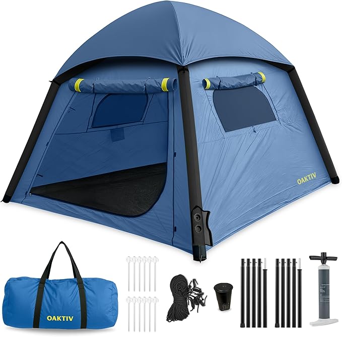 CloudCamp Inflatable Tents for Camping- 6 People Waterproof Oxford Fabric(210D) Quick Setup Air Tent with Manual &amp Battery Pump UV Protection 4-Season Inflatable Tent