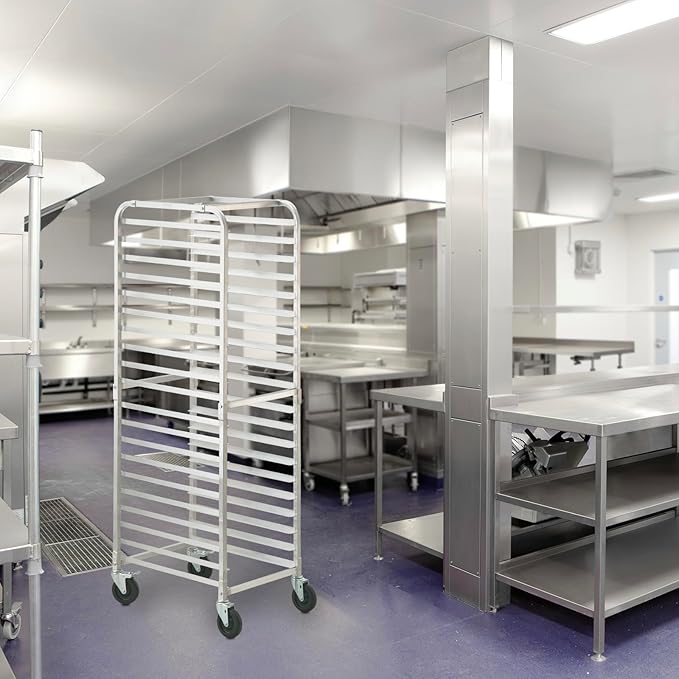 VEVOR Bun Pan Rack 20-Tier Commercial Bakery Racks with Brake Wheels Aluminum Racking Trolley Storage for Half &amp Full Sheet Speed Rack For Kitchen Home Bread Baking Equipment 26L x 20.4W x