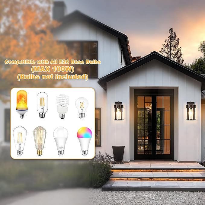 Dusk to Dawn Outdoor Lights Fixture Wall Mount–Geometric Industrial Bronze Exterior Wall Sconce Waterproof Anti-Rust with Photocell Sensor Outside Porch Light for House Patio Entryway Garage (2 Pack)