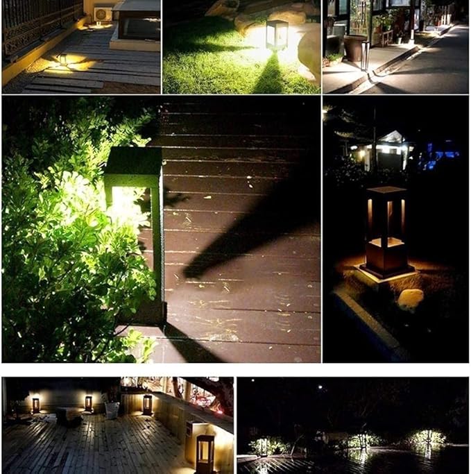 SLAWA Modern Outdoor Post Light Fixture LED Outdoor Column Lights with Aluminum housing IP55 Waterproof Square Pillar Lights Outdoor External Lawn Bollard Lantern for Porch Garden Front Yard