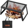 VEVOR Folding Campfire Grill 18 Portable Camping Grates Over Fire Pit Heavy Duty Steel Mesh Grate Camp Fire Cooking Equipment with Legs Carrying Bag Grilling Rack for Outdoor Open Flame Cooking