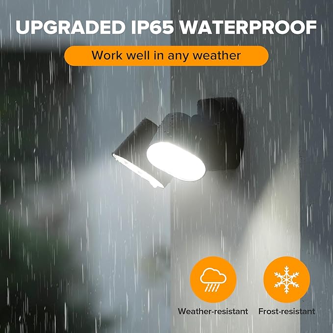 LUTEC 35W 4000LM LED FloodLights with 2 Sensors Motion Sensor Outdoor Lights 5000K Dusk to Dawn IP65 Waterproof 240 Wide Angle Motion Outdoor for Garage Patio Yard(2 Pack)