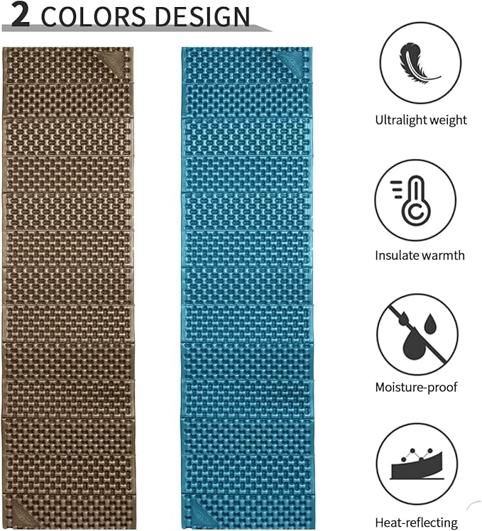 Foam Camping Pads for Hiking Ultralight Closed Cell Mattress Waterproof Soft Mat for Adults Wide Picnic Yoga Mats Folding Sleeping Pad for Outdoor Backpacking