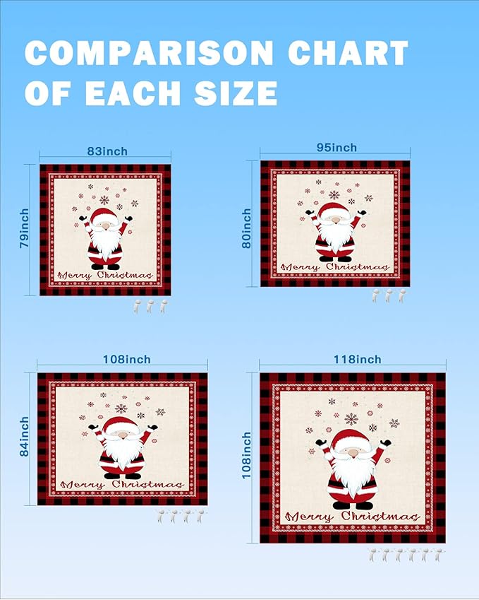 Beach Blanket Waterproof Sandproof OversizedMerry Christmas Cute Santa Winter Snowflake Beach Mat with Corner Stakes Sand PocketsRed Buffalo Plaid Black Check Outdoor Picnic Mat for Travel 95x80In