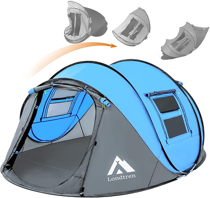 4 Person Easy Pop Up Tent Waterproof Automatic Setup 2 Doors-Instant Family Tents for Camping Hiking &amp Traveling