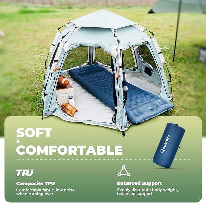 Camping Mattress Sleeping Pad for Outdoor Camping Ultra-Light Inflatable Camping Bed with Built-in Pillow - Air Pad Carry Bag - Compact &amp Lightweight Camping Gear Essentials