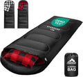 MEREZA Flannel Sleeping Bag for Adults Mens with Pillow XL Cold Weather Sleeping Bag for 30 Degree 4 Season Camping Large Big and Tall Sleeping Bags with Compression Sack