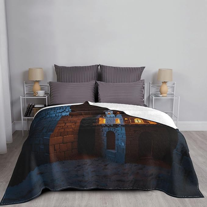 a Small Castle 80x60 Printed Soft Fleece Blanket for Sofa Bed and Camping - Cozy Blanket for Travel Picnics Nighttime Use