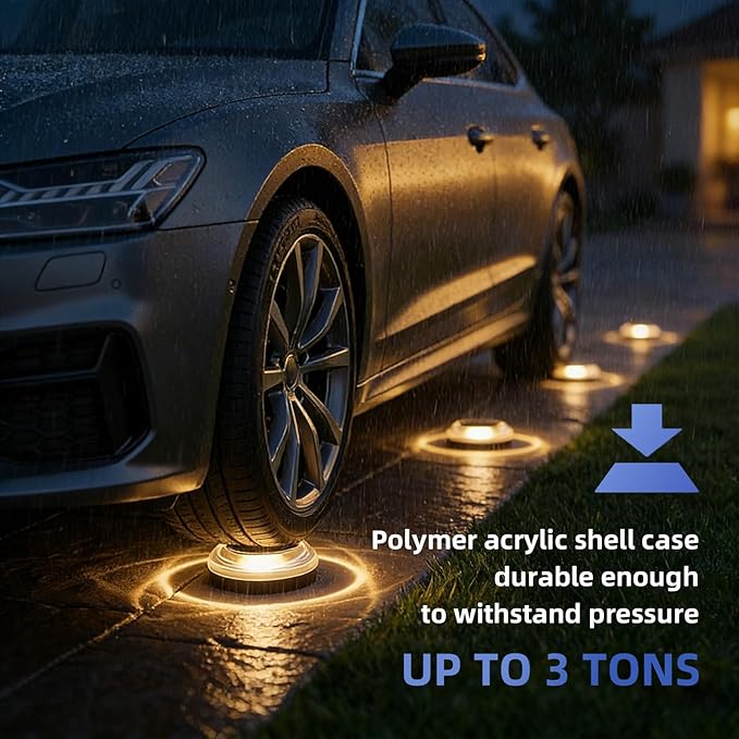 Solar Driveway Lights Outdoor 12PK - IP67 Waterproof Solar Ground Lights Pathway Lights Solar Powered Outdoor Solar Lights for Yard Landscape Lighting for Patio Garden Backyard Decor(Warm White)