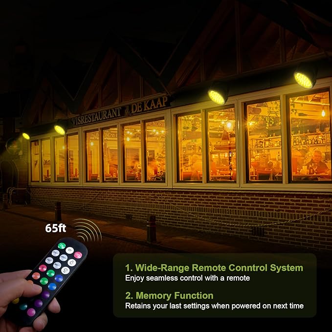 Linkable LED Wall Washer Light with RF Remote 144W RGBW Color Changing Outdoor Landscape Spotlights Waterproof Round Stage Lights for Club Bar Wedding Show Party Event Disco