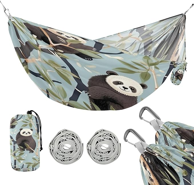 Sloth Leaves Camping Hammock Single Portable Hammocks with Tree Straps &amp Attached Carry Bag 330Lbs Capacity Perfect for Outside Indoor Hiking Beach Backpack Travel