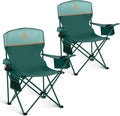 ALPHA CAMP Camping Chair 2 Pack Portable Chair with 3-Can Cooler Folding Chair with Side Pocket and Cup Holder Collapsible for Camping Tailgates Beach Fishing and Sports2PC