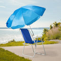 Folding Beach Chair with Umbrella – Portable Lightweight Lounge Chair for Adults with High Back &amp Heavy-Duty Frame UPF Sun Protection for Beach Camping Park Concerts (Blue)