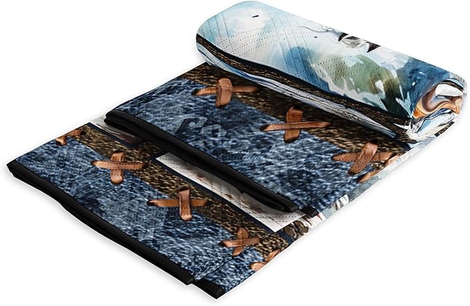 Outdoor Picnic Blanket Portable Ultrasonic Waterproof Picnic 3D Horse Printed Camping Beach Mat for Sand and Wet Grass Hiking (3D Horse L