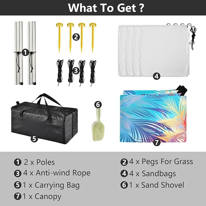 Beach Tent Sun Shelter Rainbow Coconut Trees Lightweight &amp Easy Setup Beach Shade Canopy for Camping Fishing