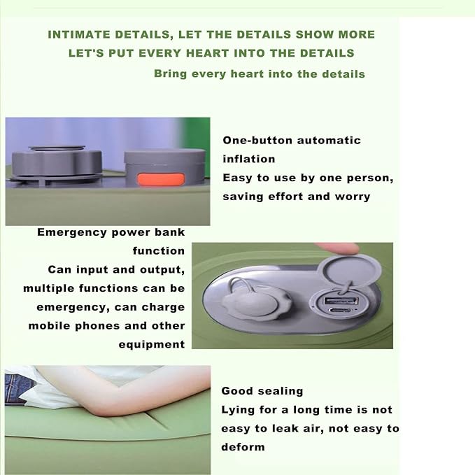 Inflatable Mattress Outdoor Single-Person Portable One-Button Automatic Inflatable Leisure Cushion Suitable for Outdoor Camping Camping Family