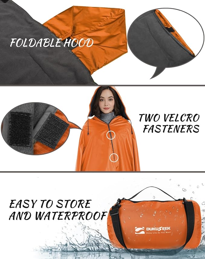 DUKUSEEK Hooded Outdoor Blanket Extra Large (79 x 56) Waterproof Camping Blanket Quilted Fleece Warm Windproof Sand Proof Portable and Wear-Resistant for Sports Picnic Hiking Travel…