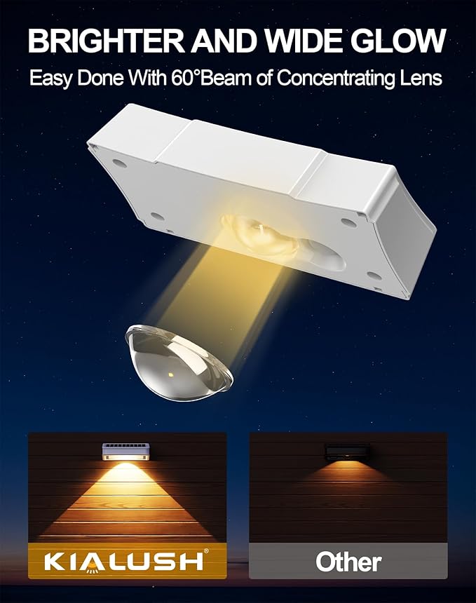 Solar Fence Lights 10 Pack Fence Light Solar Powered Waterproof IP65 Multicolor Led 9 Fixed Colors ＆RGB Color Changing Solar Lights Outdoor for Deck Patio Porch Stairs Holiday (White)