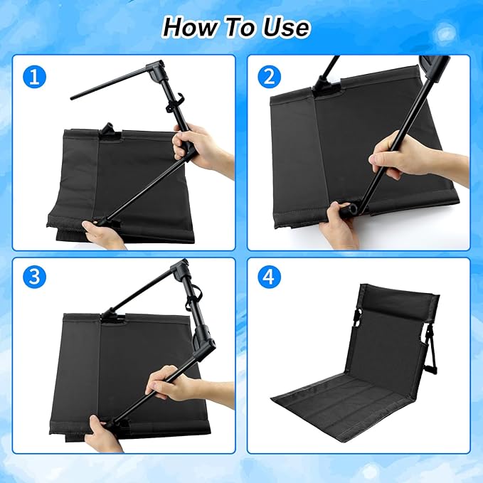 2 Pack Foldable Seat for Poolside Chairs Portable Outdoor Poolside Chairs for Edge of Pool Beach Chair SwimmingPool Accessories Pool Seats for EdgeBeach Camping Picnic Lawn Accessories-Black