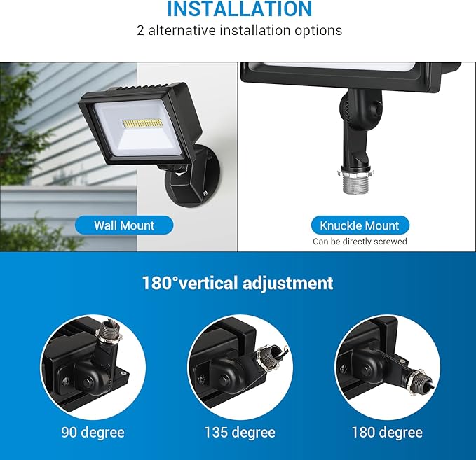 DEWENWILS 2 Pack 34W Flood Lights Outdoor 3200 LM Super Bright(400W Halogen Equivalent) IP65 Waterproof Knuckle Mount LED Flood Light 5000K Led Security Light for Landscape Garden Yard Garage