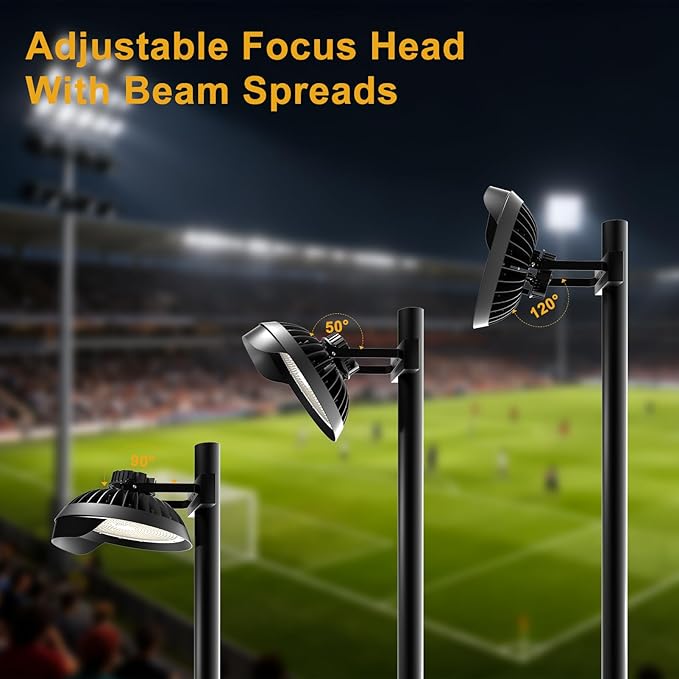 350W LED Stadium Lights Outdoor LED High Mast Light 52500LM AC100-277V IP65 Waterproof 5000K Daylight Commercial Arena Flood Lighting for Sports Fields and Court -2Pack