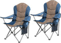 2 Pack Folding Camping Chairs for Adults - High Back Padded Portable Outdoor Lawn Chairs with 400lbs Adjustable Lumbar Support - Lightweight Camp Chairs Set (Light Blue &amp Brown)
