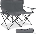Leonyo Oversized 2 Person Camping Chair Double Camping Loveseat Chair for Adults Foldable &amp Comfortable Double Seat for Lawn Backyard Beach Sports Movie Grey