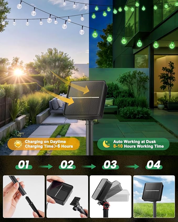 Brightown Solar String Lights Outdoor 120 LED 72 Ft Total Solar Powered Patio Lights with 8 Lighting Mode for Garden Yard Porch Wedding Party Decor (Green)