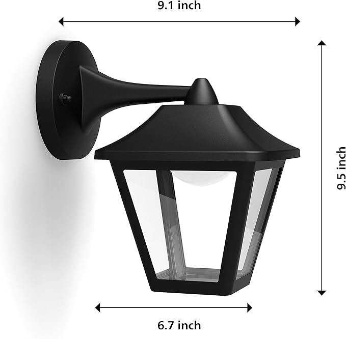 PHILIPS LED Outdoor Large Classic Wall Lantern 1-Pack Bright White (3000K) 500 Lumen (11W = 50W) Weather Resistant