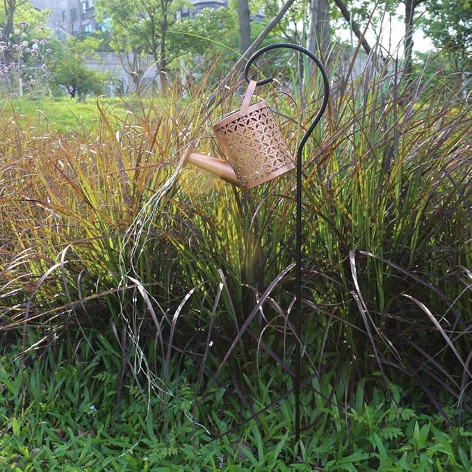 Solar Watering Can Light Outdoor Decor - Waterproof Solar Garden Pathway Lights for Yard Garden - Perfect Gifts for Women Mom Grandma Birthday (Petal Design)