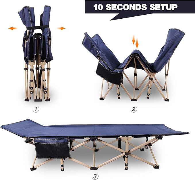 REDCAMP Folding Camping Cots for Adults Heavy Duty 28 Extra Wide Sturdy Portable Sleeping Cot for Camp Office Use Blue