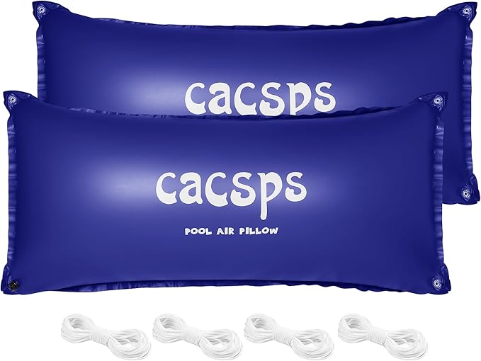 2 Pack Pool Pillow for for Above Ground Pools 4x8 Ft Pool Air Pillow for Closing Winter Pool Winterizing Kit for Ground Pool 0.5mm PVC Material 2X 16.5Ft Rope (Blue)