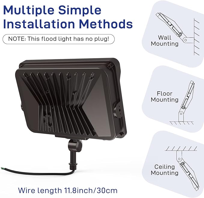 HYPERLITE LED Flood Light 100W 11000LM 5000K Flood Lights Outdoor with Knuckle Mount IP65 Waterproof Flood Lights for YardGardenPlayground UL Certified