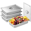 VEVOR 4 Pack Stainless Steel Hotel Pans with lidFull Size 4 Inch Deep 0.8mm Thick Anti-Jam Commercial Food Pans for Steam Tables Restaurants Catering &amp Industrial Use