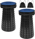 2 Pack Upgraded Folding Stool 19.7 Collapsible Stool Height Max Weight 1000lbs Portable Telescoping Seat with Cushion and Storage BagRetractable Folding Chair for Camping Hiking Outdoor BBQ-Black