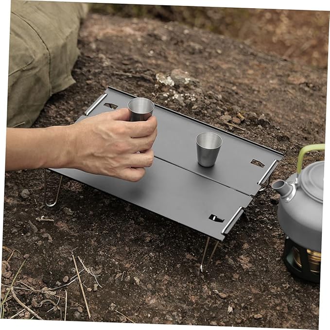 Mipcase 1set Folding Aluminium Alloy Table Detachable Camping Desk Easy to Clean Portable for Outdoor Activities and Indoor Use Compact Design Black
