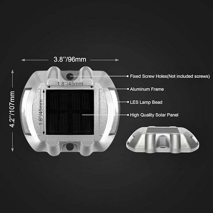 JIGUOOR Solar Deck Lights LED Driveway Lights Solar Powered Dock Light Outdoor IP68 Waterproof Road Markers for Step Sidewalk Stair Boat Garden Ground Pathway Yard (Green 14 Pack)