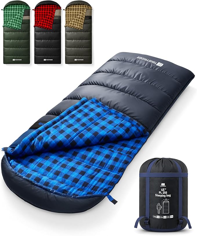 Cotton Flannel XXL Sleeping Bags for Adults Cold Weather Camping Sleeping Bag for Adults Kids Teens with Compression SackCamping Gear for TravelingHikingClimbingOutdoorIndoor