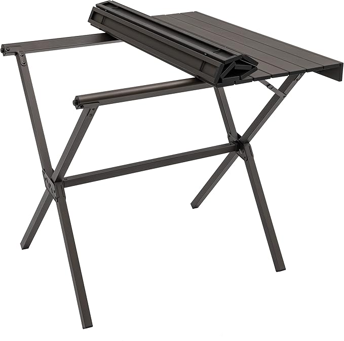 ALPS Mountaineering Folding Camping Table with Smooth Easy-to-Clean Roll Top and Sturdy and Lightweight Aluminum X Frame Shoulder Carry Bag 3 Sizes