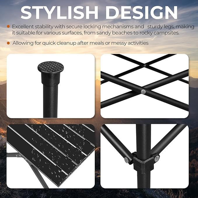 Outvita Beach Picnic Table Lightweight Roll Up Low Camping Table Portable Folding Table with Carrying Bag for Outdoor BBQ Sand Picnic Party Patio 47 Inches