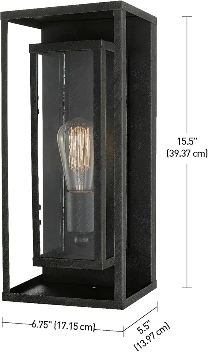 Globe Electric 44228 Montague 1-Light Outdoor Wall Sconce Bronze Clear Glass Shade44228