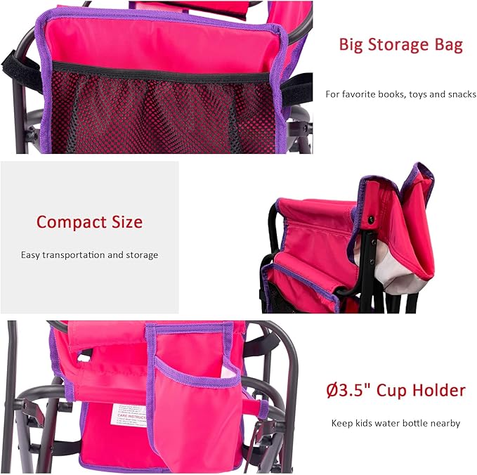 SUNNYFEEL Small Camping Chair Portable Folding Aluminum Directors Chairs Lightweigh with Cup Hold Pocket for BeachTripPicnicOutdoor Sports Events Foldable Camp Lawn Chair with Backpack Straps