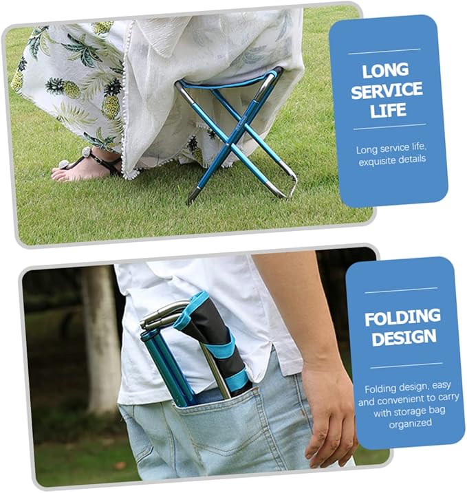 Kisangel Comfortable Portable Folding Stool Multi-Functional Outdoor Accessory for Camping Fishing Beach Use Compact Design Easy to Carry Space-Saving Stool