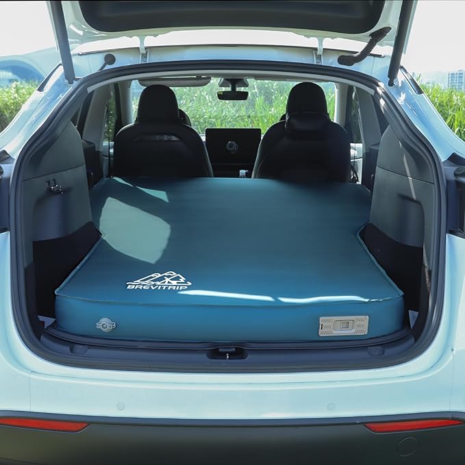 Camping Air Mattress Tesla Model Y Mattress 4 Ultra Thick SUV Air Mattress for Tesla Model Y Mattress Self Inflating Sleeping Bed Portable SUV Air Mattress Car Bed Camping Blue